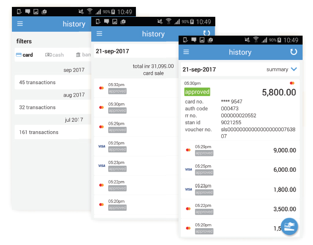 Mswipe merchant app: payment settlement records